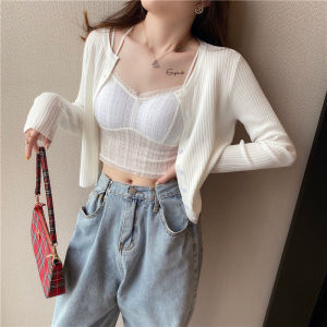Áo Len Cardigan Lụa Băng Ngắn Mùa Xuân Thu Cho Nữ Áo Khoác Ngoài Mỏng Cổ Tròn Áo Khoác Chống Nắng Áo Khoác Ngoài Thường Ngày