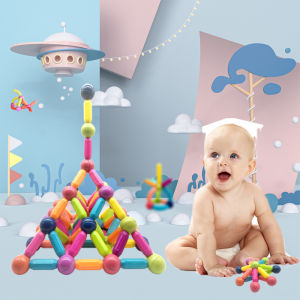 FUNToy Mainan Batang Blok Magnetik Puzzle Mainan Pendidikan Awal Pengembangan Intelektual Montessori Dirakit Magnet Blok Bangunan untuk Anak Laki-laki dan Perempuan