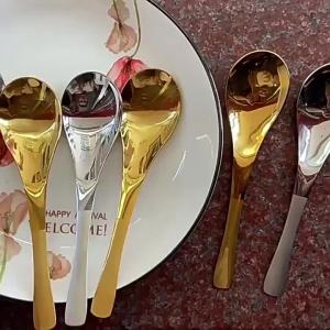 HB Stainless Steel Spoon Dessert Spoon Silver Gold Color Spoon