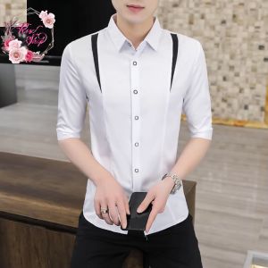 Áo Sơ mi nam tay lỡ phối màu trẻ trung lịch lãm H46