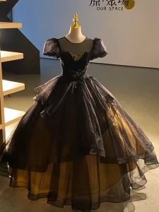 DINNER DRSES New Black Dress High-end Banquet Evening Gowns Noble And Luxurious 舞台演出表演黑色长款晚礼服