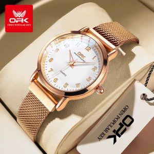 OLEVS Jam Tangan Wanita Terbaru 2024 Dewasa Original Anti Air Korea Kecil Elegan Impor Analog Rose Gold Ultra-thin Women Watch