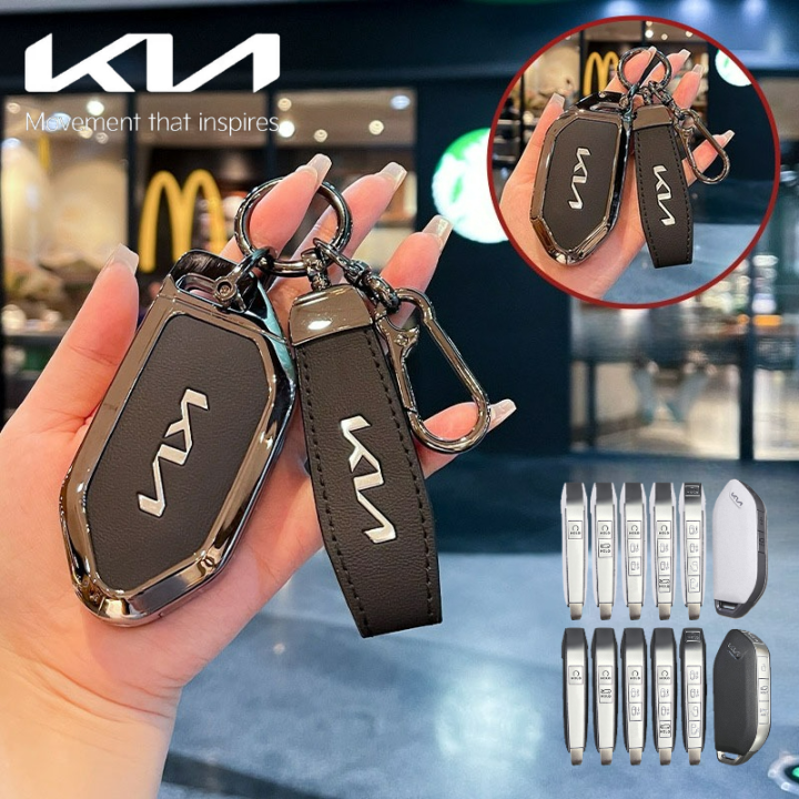 Vỏ bọc chìa khóa ô tô thông minh bằng da thật màu xám hợp kim kẽm, bảo ...