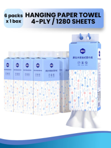 【6 Packs/Box】ManHua Blue Series 4-Ply 1280 Sheets Tissue Paper / Hanging Paper Towel / Hangable Napkin/Manhua