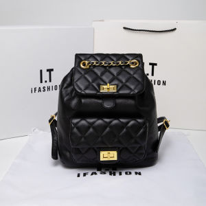Womens Large Capacity Bucket Bag Crossbody Chain Leather Backpack Soft Casual Fashionable Bag with Zipper And Inner Pockets