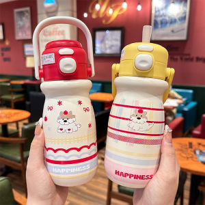 Cốc Nước Giữ Nhiệt Di Động Cho Bé Gái Đi Học Cốc Nước Bằng Thép Không Gỉ 520ml Cốc Nước Có Van Chui Cốc Nước Dễ Thương