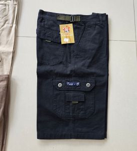 กางเกงคาร์โก้ขาสั้น ขาสามส่วนกระเป๋า6ช่อง  ผ้าคัตตอนป้ายTWO-D