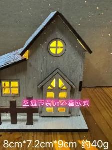 JETTING | (Ce14)Wooden Lighted Christmas Houses With Warm LED Glow And Snow Frosted Roofs Perfect For Holiday Home Table Decor
