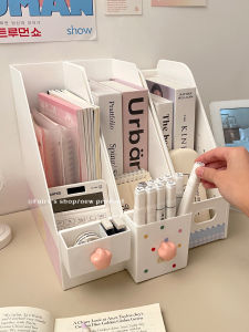 กล่องเก็บของบนโต๊ะหนังสือแบบพับได้สำหรับนักเรียน กล่องเก็บของสำหรับห้องนอน กล่องเก็บหนังสือ กล่องเก็บปากกา กระดาษทดสอบ ชั้นวางของ กล่องเก็บของแบบพับได้