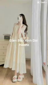 [HANNA] Đầm bầu xinh dáng dài voan 2 lớp mềm mát free size 40-70kg phù hợp đi chơi đi tiệc đi làm đều đẹp