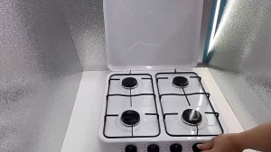 Gas Stove 4 Burners Stainless Steel Multi Head Gas Stove With Cover Heavy Duty Natural Gas Liquefied Gas Stove With Easy Clean Enamel Surface And Manual Ignition