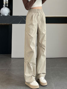 Extended Straight Leg Work Pants for Girls Casual High Waist Wide Leg Long Trousers Spring Autumn Sports Style Female Clothing