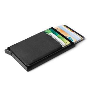 Aluminum Wallet With Elastic Lycra Back Pocket RFID Blocking Mini Metal Credit Card Holder Automatic Pop Up Card Case Coin Purse