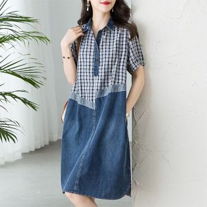 2026 New Spring Loose Slim Fitting Sleeve Short Jean Dress