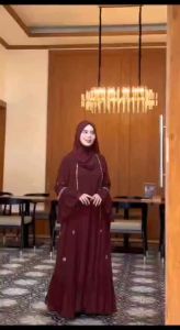 T & M-Abaya Set Pashmina-Sajidah Abaya-Gamis Abaya Lebaran 2 Layer-Dress Abaya Terbaru 2024-Abaya Set