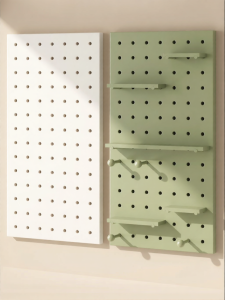 BEIQIVI | Whitewash Wooden Pegboard Shelf Hole-Free