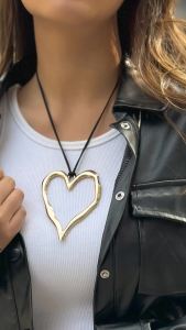 Ingemark | Ingemark Exaggerated Big Hollow Love Heart Pendant Choker Necklace for Women Gothic Knotted Bowknot Adjustable Chain Y2K Jewelry