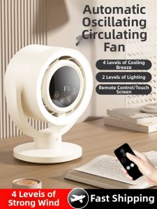 Smart Voice Control Mini Portable Desk Fan Quiet Operation Night Light Wall Hanging Air Circulation Fan for Office Summer Cooling