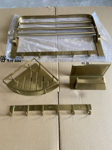 Thickened Stainless Steel 304 Gold Frosted Surface Towel Rack Bathroom Accessories Towel Bar Storage Shelf Foldable Design