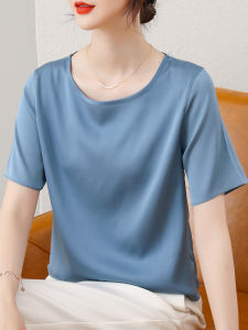 NVSHENJI | Loose Silk T-Shirt Women Authentic Hangzhou Mulberry Silk Solid Color Short Sleeve Heavyweight Silk Small Shirt Short Large Size Top