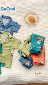 Bộ Pijama Lụa Khủng Long Cộc Tay Cho Bé Từ 6-28kg SUMO KIDS Bộ Lụa Mặc Đi Ngủ Hay Đi Chơi Đều Xinh