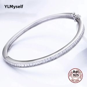 YLMyself Bạc 925 Tennis Lắc Tay Vòng Tay Baguette CZ Pha Lê Dành Cho Nữ Cao Cấp Cưới Cô Dâu Trang Sức