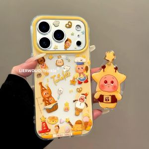 LIANGWU | Apple Compatible Cartoon Yellow Ice Cream & Star Figure Clear Phone Case