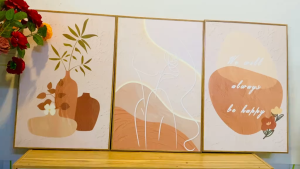(HÌNH THẬT) Tranh treo tường minimalist 2 tone nâu trang trí decor hiện đại