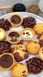 Bánh quy đồng tiền bánh socola cookie bánh quy socola mini bơ sữa mix vị nhân ngọt thơm ngon - Happy Life 4Kid