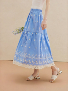 INMAN | Cotton Xinjiang Wind Embroidery A-line Skirt