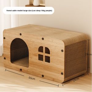 VOA | Durable Anti-shedding Hide Cat House Scratch Board Combo