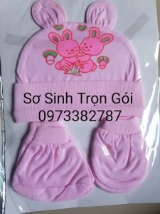 combo 5 món (1 nón +2 bao tay +2 bao chân ) sơ sinh