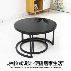 ⭐Kaca + baja karbon⭐meja bulat aesthetic 2-in-1 Meja Tamu 50+70 cm meja kopi yang dapat diperpanjang  gaya modern ruang tamu balkon ruang belajar cxq