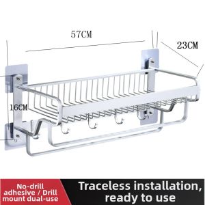 Foldable No-Drill Space Aluminum Thick Towel Rack