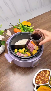 Korean-style HAP household three-compartment multifunction electric pressure cooker Electric Hot Pot Electric Rice Cooker 4L large capacity purple model
