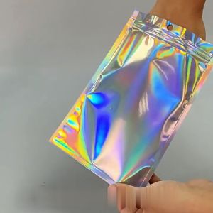 BF-C1104 Plastik Klip Hologram Flat Packaging Bungkus Makanan Bumbu Plastik / Ziplock Hologram Foil