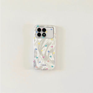 Semi-Transparent Rainbow Small Butterfly Applicable to Redmi Turbo3 Phone Case Note13r/12pro Protective Case K70e Drop-Resistant K60 Extreme Edition K50 All-Inclusive Note11/10/9 Silicone K40 Female K30