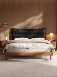 DONGMU | Genuine Leather Upholstered Wooden Bed 1.8m