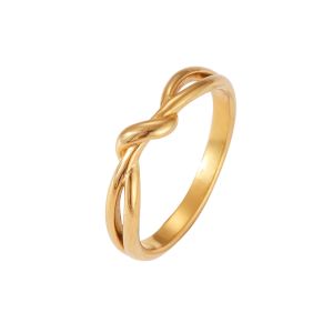 Infinity Knot Silver Gold Ring • Waterproof Non-Fade Tarnish • 18K Gold Plated 316L Stainless Titanium Steel Fashion For Women Men RG439 Solis Jewelry
