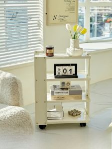 NORCHAIR ตู้เก็บของแบบเคลื่อนที่สไตล์สุภาพเรียบง่าย สไตล์นม กับโต๊ะข้างแบบเคลื่อนที่สำหรับบ้าน ขนาดเล็ก ห้องพักผู้ชาย