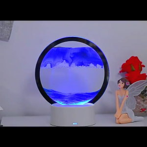 RGB 16 Colors 3D Moving Sand Art Frame LED Sandscape Lamp Hourglass Night Light Deep Sea Lands