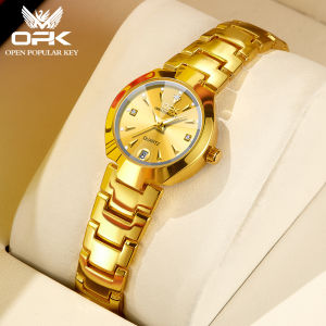 OPK Womens Waterproof Original Genuine Watch Quartz Movement Luminous Calendar Stainless Steel Strap Casual Elegant Style