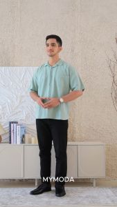 MYMODA 583: Kemeja Polos Vintage Pria Casual Lengan Pendek