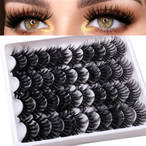 20 Pairs Messy Faux Lashes Natural Volume Thick Curly Makeup False Eyelash Extension For Daily Party Use