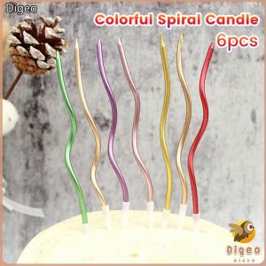 Digeo 6pcs Colorful Spiral Candle Twisty Birthday Candles for Birthday Wedding Party and Cake Decoration