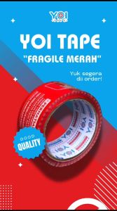 Lakban Fragile Putih Unboxing Merah Video Record 48mm 50yard 47mic