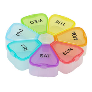 กล่องจัดยาแบบพกพา 7 วัน สีสันสดใส พร้อมวัสดุเกรดอาหาร PP กล่องแบ่งยา