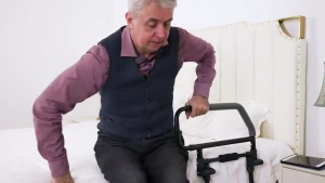 Non-Slip Bedside Safety Handrail Elder Patients Disabled Foldable Grab Bar Anti-Fall Stainless Steel Guardrail Old People Help Get Up Support