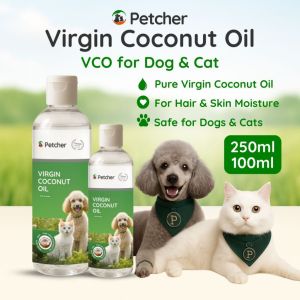 Petcher Virgin Coconut Oil Pet Food Topper and Skin & Coat Care VCO for Dogs and Cats