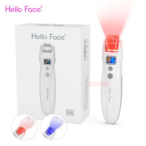 Hello Face EMS Titanium Derma Roller 540 Needle Rejuvenate Collagen Micro current Vibration LED Device with 2PCS Roller Head